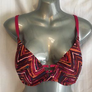 La Senza Obsession Plunge Padded Push Up Bra 36D Dark Pink Back Close Underwire